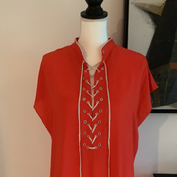 rag & bone fire red dirdre hooded dress L - Picture 7 of 10